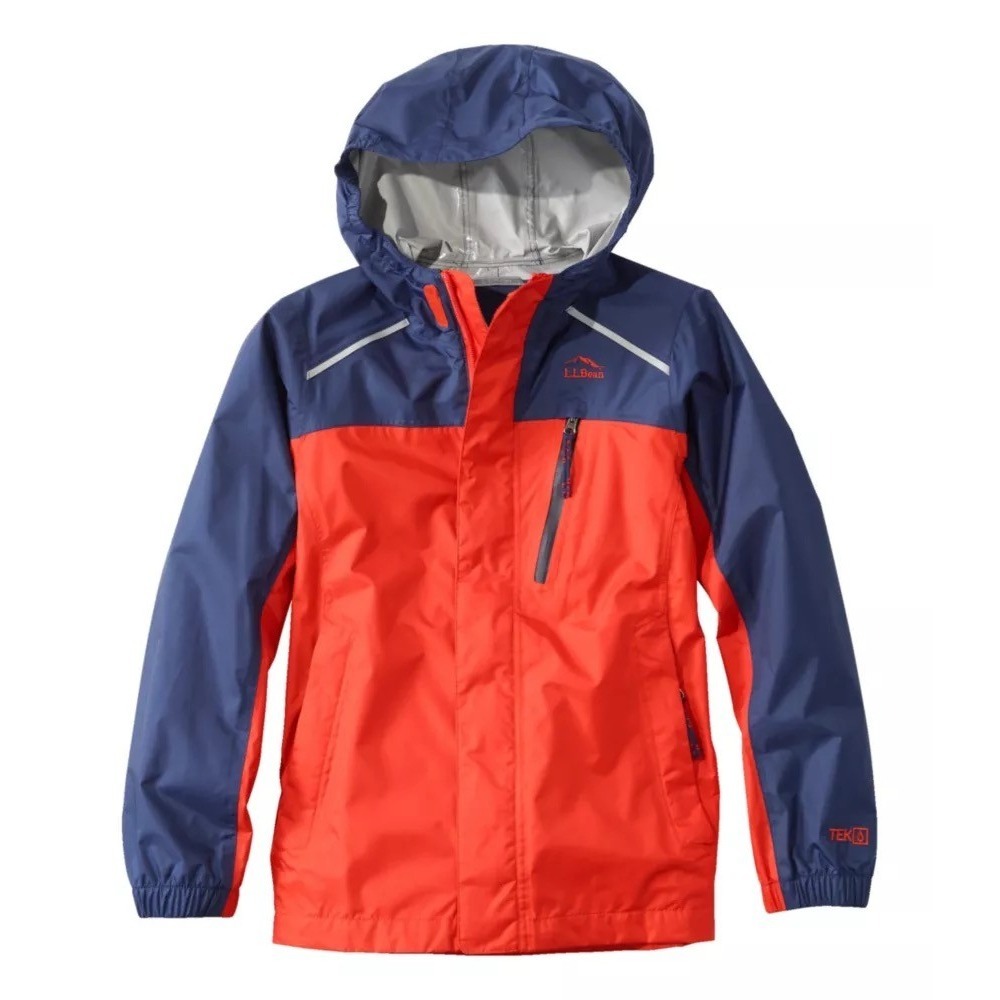 L.L. Bean Boys Trail Model Rain Jacket Navy Blue Orange Size S 4 Outdoors